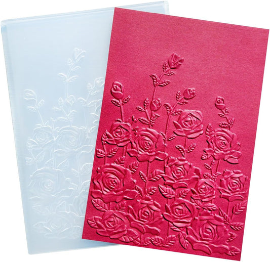 NZJ 3D Texured Spring Flower Rose Bloom Plastic Embossing Folders for Card Making Scrapbooking and Other Paper Crafts