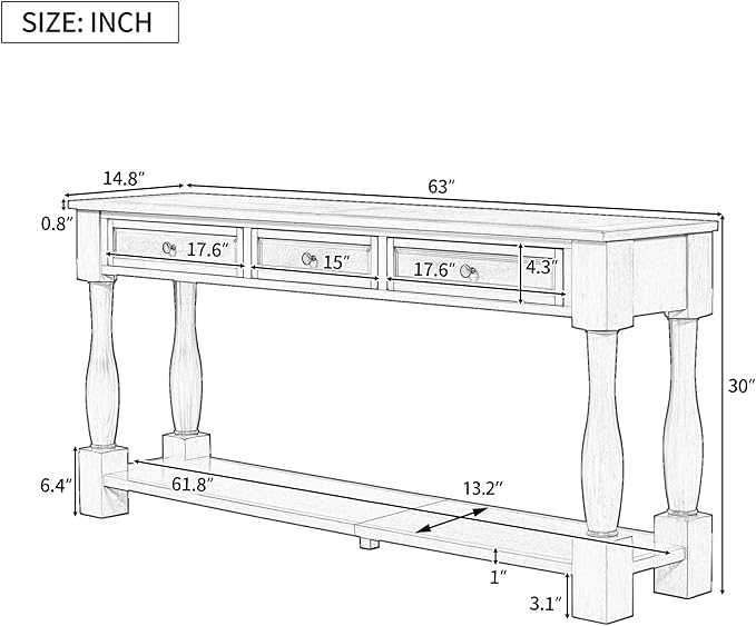 Knocbel 64 Inch Long Antique Entry Console Table - Image 2