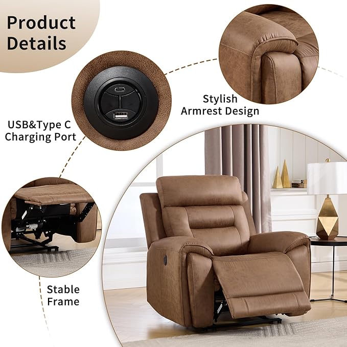 ANJ Power Oversized Reclining Sofa Couch, Breathable Faux Leather 3-Seater - Image 3