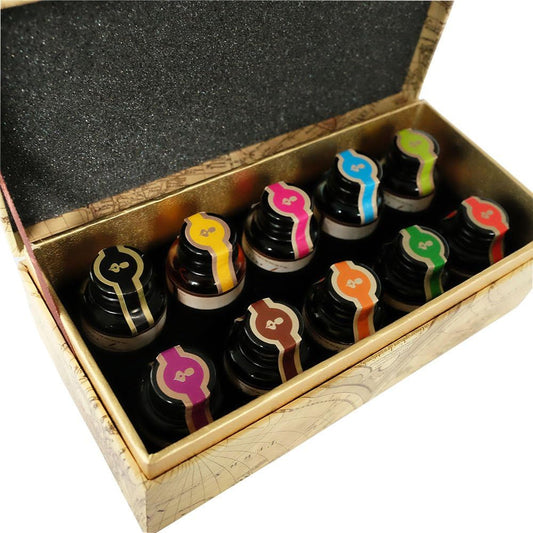 GC QUILL Dip Pen Ink, 10 Colors Fountain Dip Pen Ink Set Non-Carbon Drawing Writing Art Craft Dip Inks Bottles, 20cc Bottle 10 Colors Set LL-710