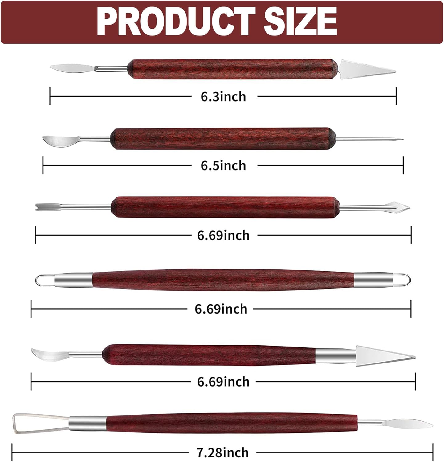 LINPHCEY 6-Piece Clay Sculpting Tools Set Perfect for Polymer Air Dry Modeling Clay Beginners & Professionals Ideal for DIY Pottery & Ceramics Tools for Clay Sculpey Sculpting & Crafting