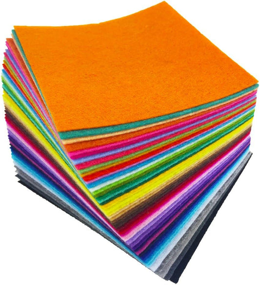 flic-flac 48PCS 8 x 8 inches (20 x 20cm) Assorted Color Felt Fabric Sheets Patchwork Sewing DIY Craft 1mm Thick … (20cm * 20cm, 48pcs)
