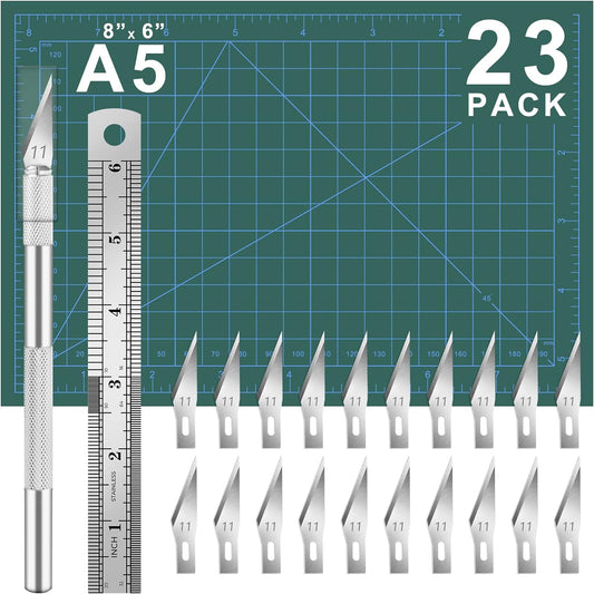 DIYSELF 23 Pack Craft Knife Precision Hobby Knife Kit, 1 Exacto Knife with 20 Spare Art Knife Blades for Art, Scrapbooking, Stencil