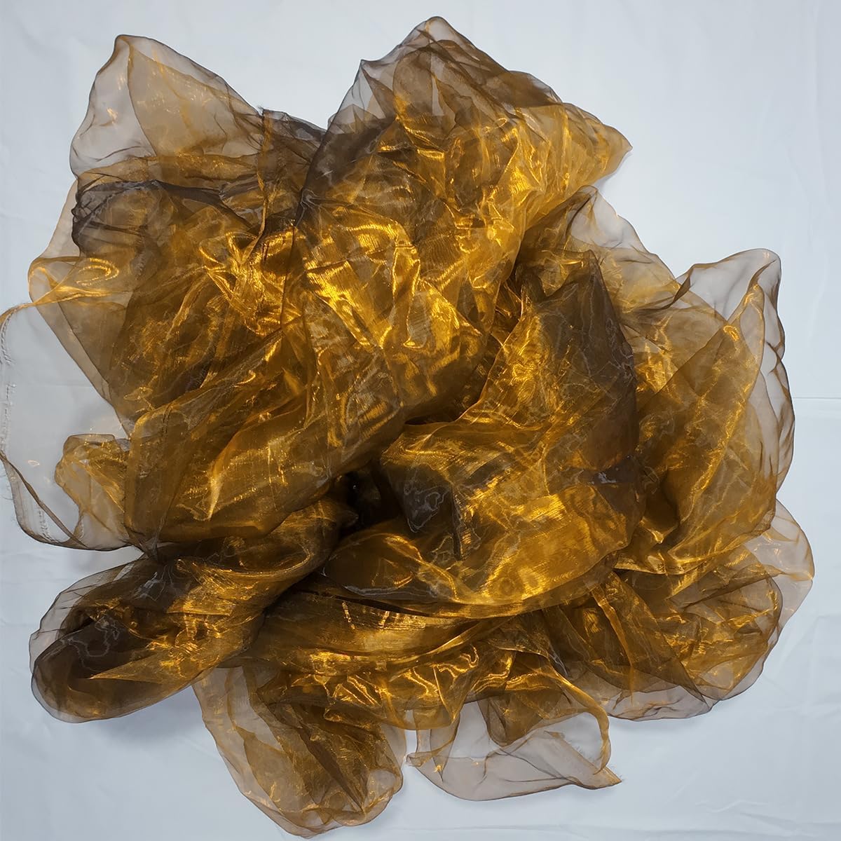 Two-Tone Iridescent Holographic Organza Fabric - 11 Yards | Lightweight Sheer Gauze Voile Tulle | for Dresses, Party Decor, DIY Crafts, Shiny Backdrops(Dull Gold)