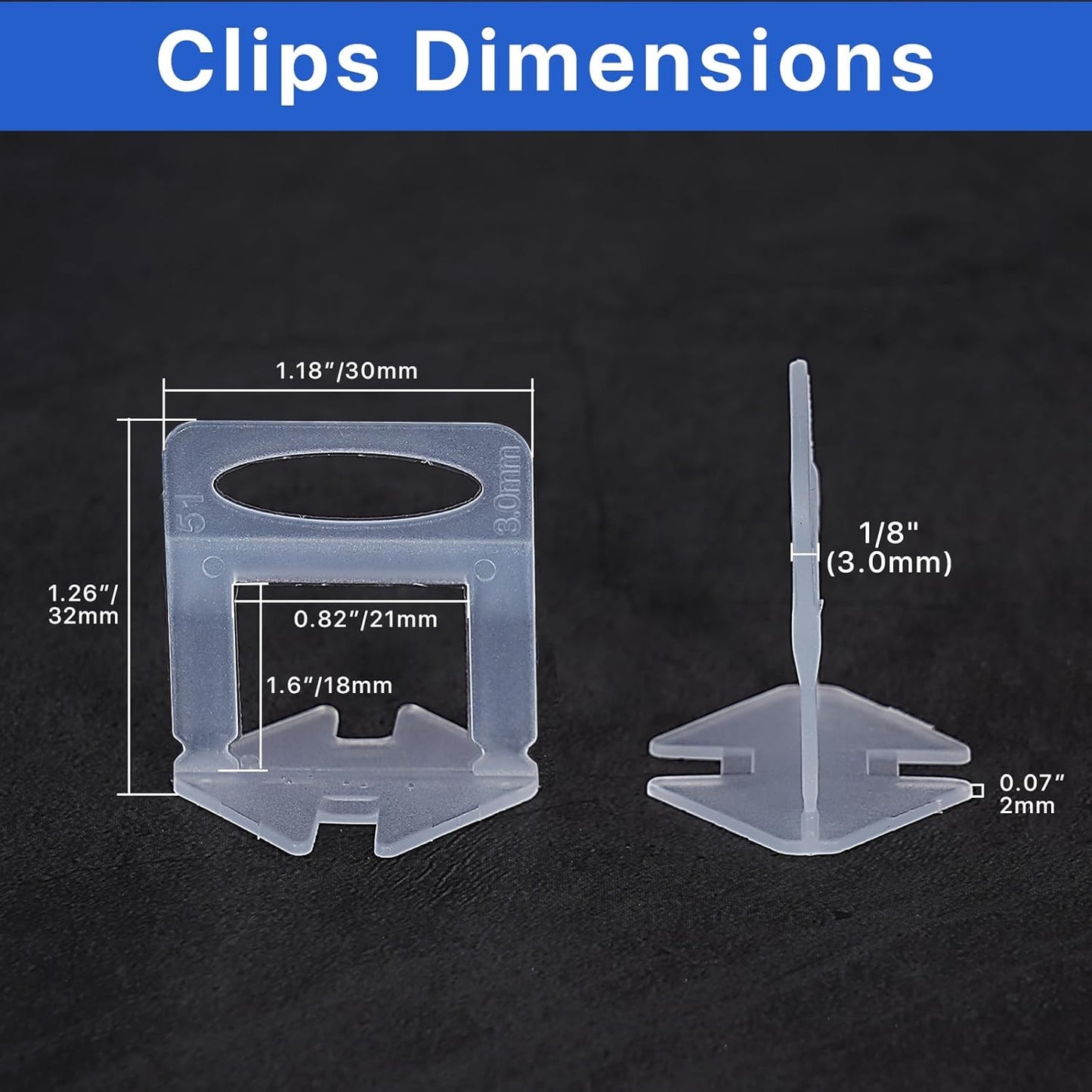2200 Pcs Tile Leveling System Clips 1/8" (3.0mm) for Ceramic Tile and Stone Installation - DIY Tile Leveler Spacers Kit for Perfect Alignment(2200, 1/8)
