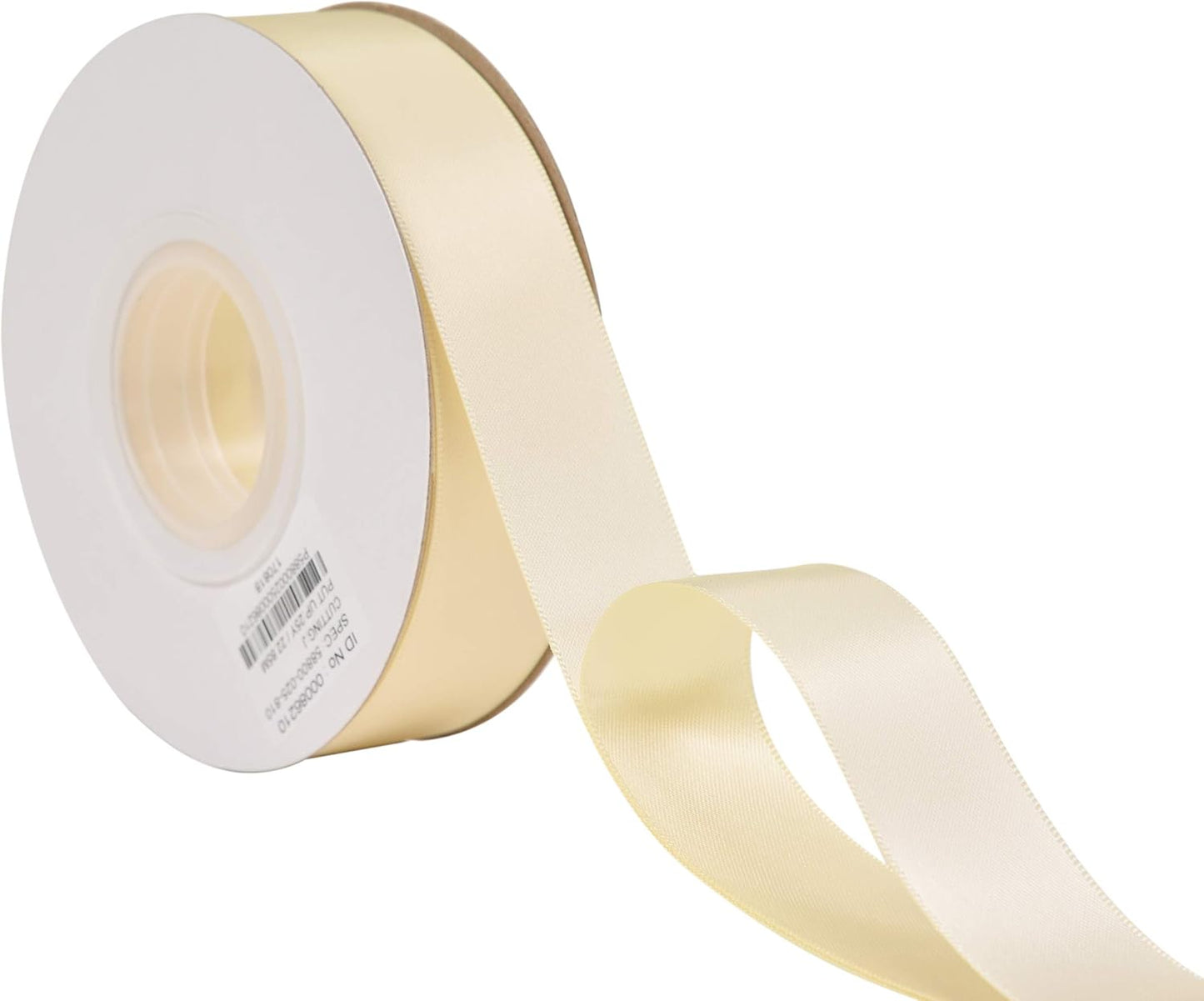 YAMA Double Face Satin Ribbon - 1 Inch 25 Yards for Gift Package Wrapping,Floral Design,Hair Bow Clip Making,Crafting,Sewing,Wedding Decor, Ivory