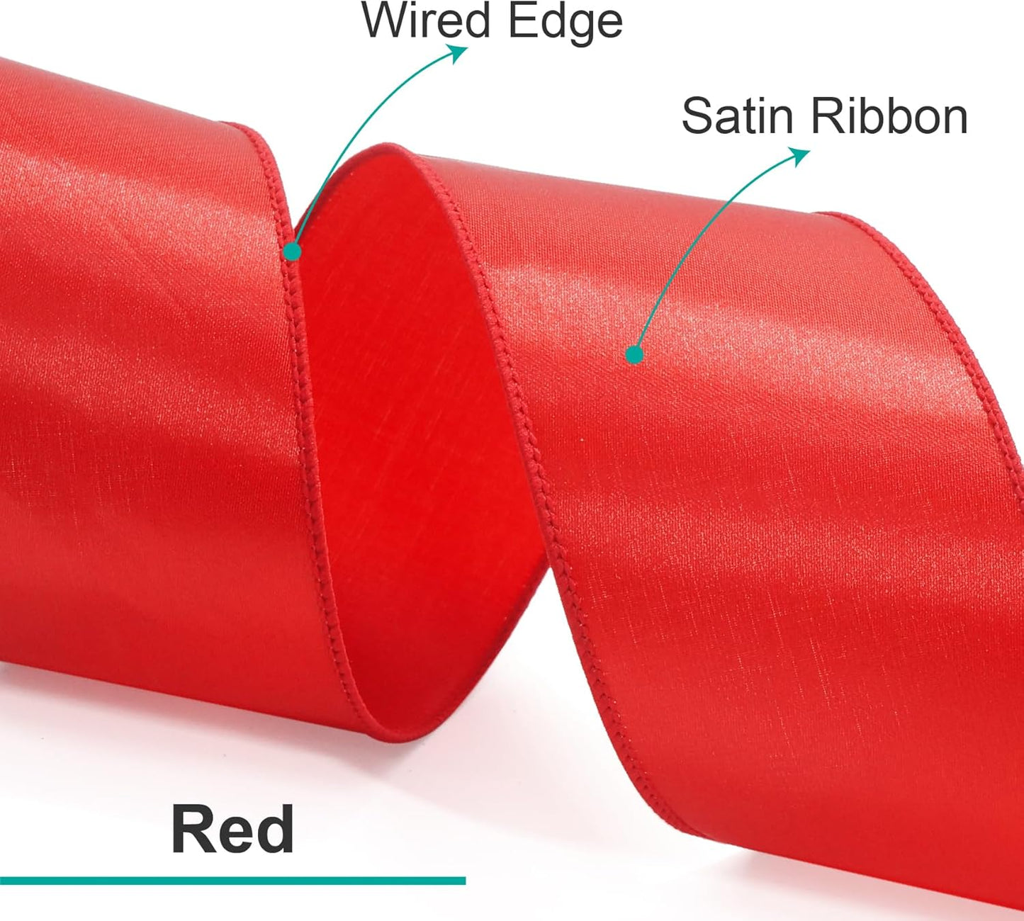 CT CRAFT LLC Satin Wired Ribbon 1.5 Inch x 20 Yards Red for Christmas Home Décor Gift Wrapping Tree Topper Bow Wreath DIY Crafts,