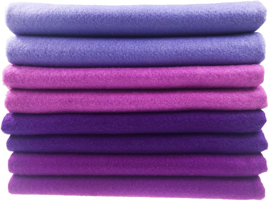 4pcs Thick 1.4mm Soft Felt Fabric Sheet Assorted Color Felt Pack DIY Craft Sewing Squares Nonwoven Patchwork (92x90cm Purple)