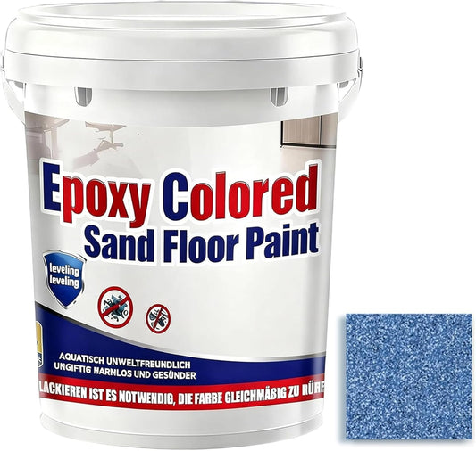 Epoxy Colored Sand Floor Paint, Epoxy Floor Paint for Concrete, High Gloss Marble Effect Coating, Waterproof Non-Slip Concrete Paints, Suitable for Indoor/Outdoor Use (Light Blue,128 oz/4 kg)
