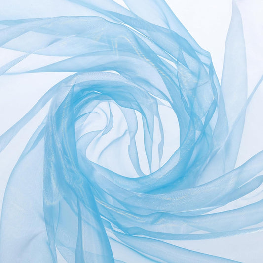 MECCANIXITY Iridescent Sheer Organza Fabric, 10 Yards x 59 Inches Solid Holographic Shiny Fabric Organza Cloth for Wedding, Curtains, Costume, Photo Background, Gradient Light Blue