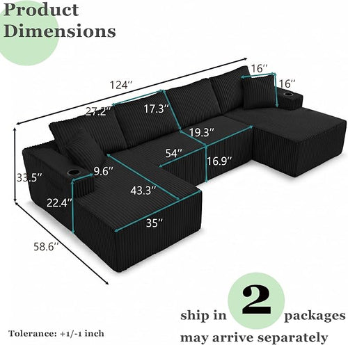 124" Oversized Sectional Couches - Image 2