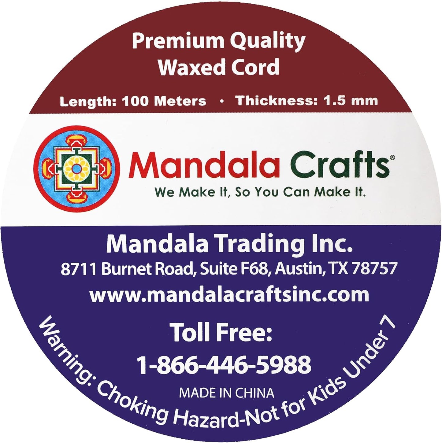 Mandala Crafts 1.5mm 109 Yards Dark Indigo Cotton Waxed Cord for Jewelry Making Bracelet Cord Waxed String - Beading String Thread Jewelry Cords for Necklaces String