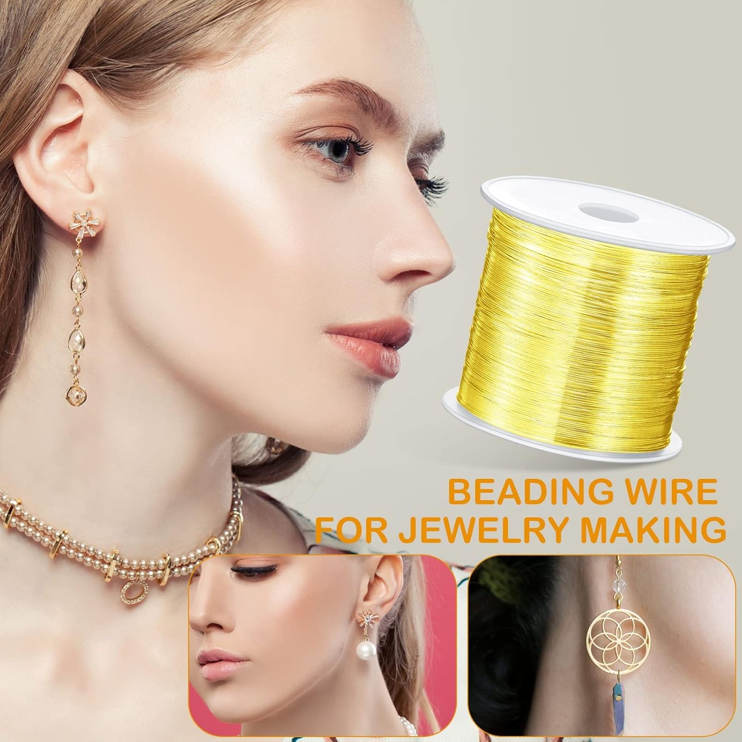Funrous 5 Rolls 5 Size Jewelry Wire 18, 20, 22, 24, 26 Gauge Copper Wire Kit Jewelry Beading Bendable Craft Metal for Making Crafts, Sculpting with a Pliers(Gold)