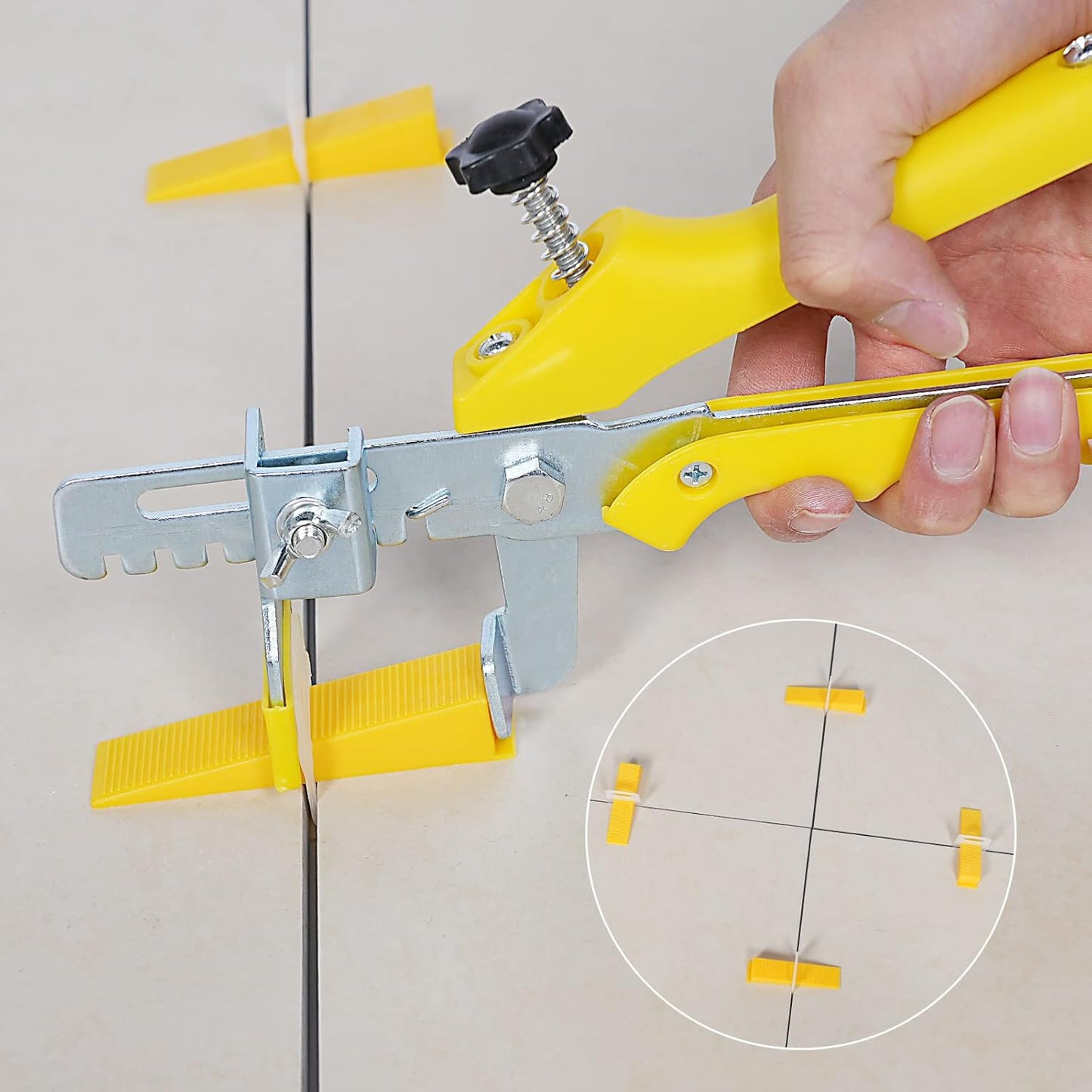 Tile Leveling System with Tile Plier 1500Pcs Piece Tile Spacers Clips 300Pcs Piece Reusable Wedges and 1 Rubber Mallet Tile Tools Set for Stone Installation (1/8"(3.0 mm)