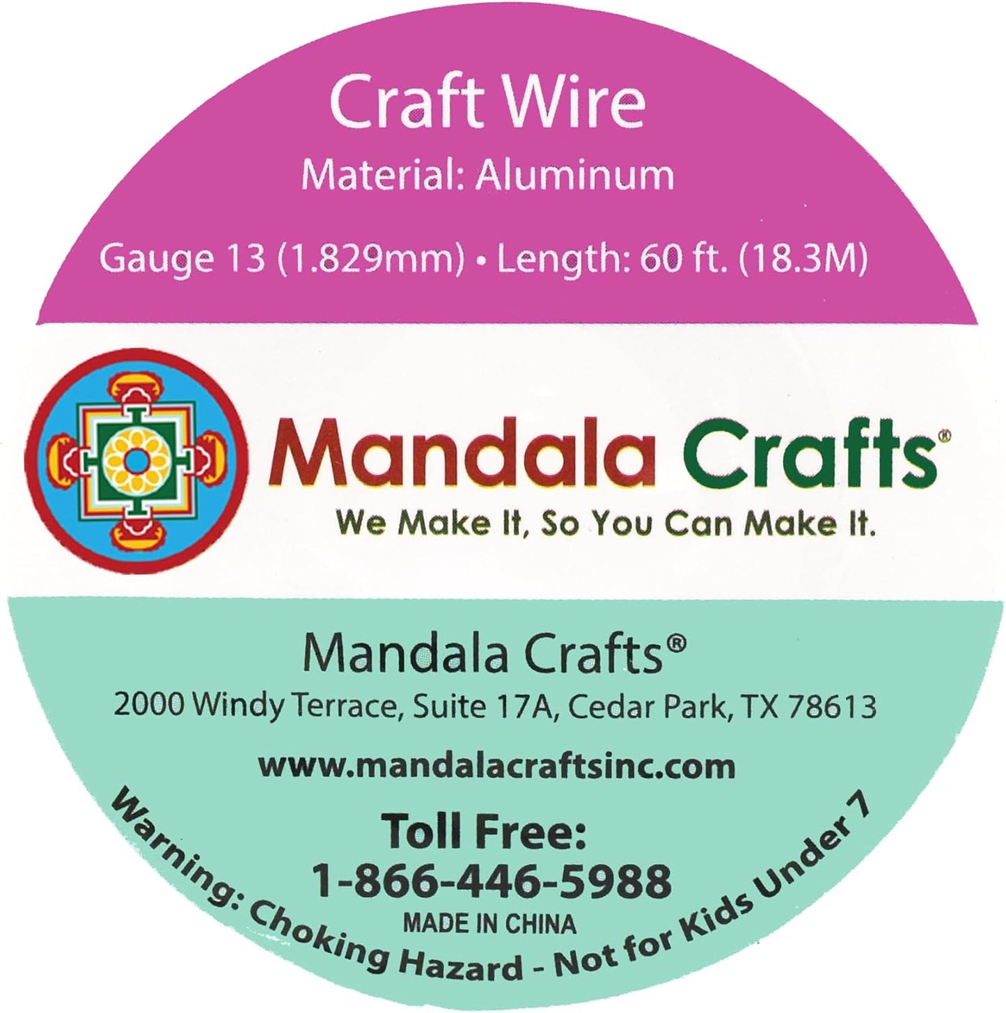 Mandala Crafts 13 Gauge Anodized Aluminum Craft Wire for Jewelry Making - 60 FT Colored Flexible Purple Wire - Bendable for Bonsai Armature Crafting Sculpting