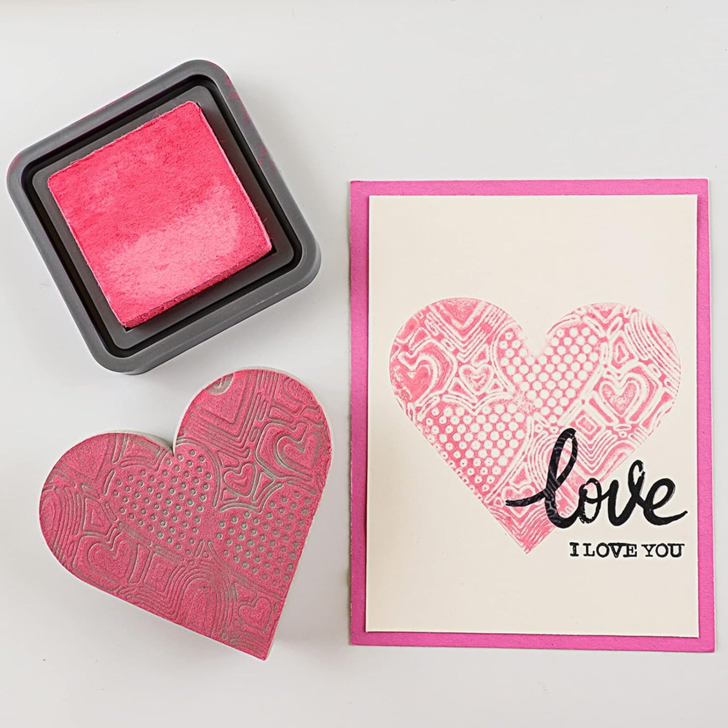 BAOFALI 2 Pcs Heart Cut Stamping Foam Grey Moldable Foam Stamps Plastic Dry Foam Stamp Pad Cut and Dry Foam Stamping Foam Block for Sculpture, Modeling, DIY Arts and Handicrafts Projects