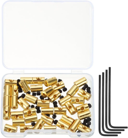 MECCANIXITY 40 Pcs Metal Locking Pin Backs, Locking Pin Keepers Clasp 9mm(H) with 4 Wrench Replacement in Storage Case for Badge, Brooch, Gold Tone