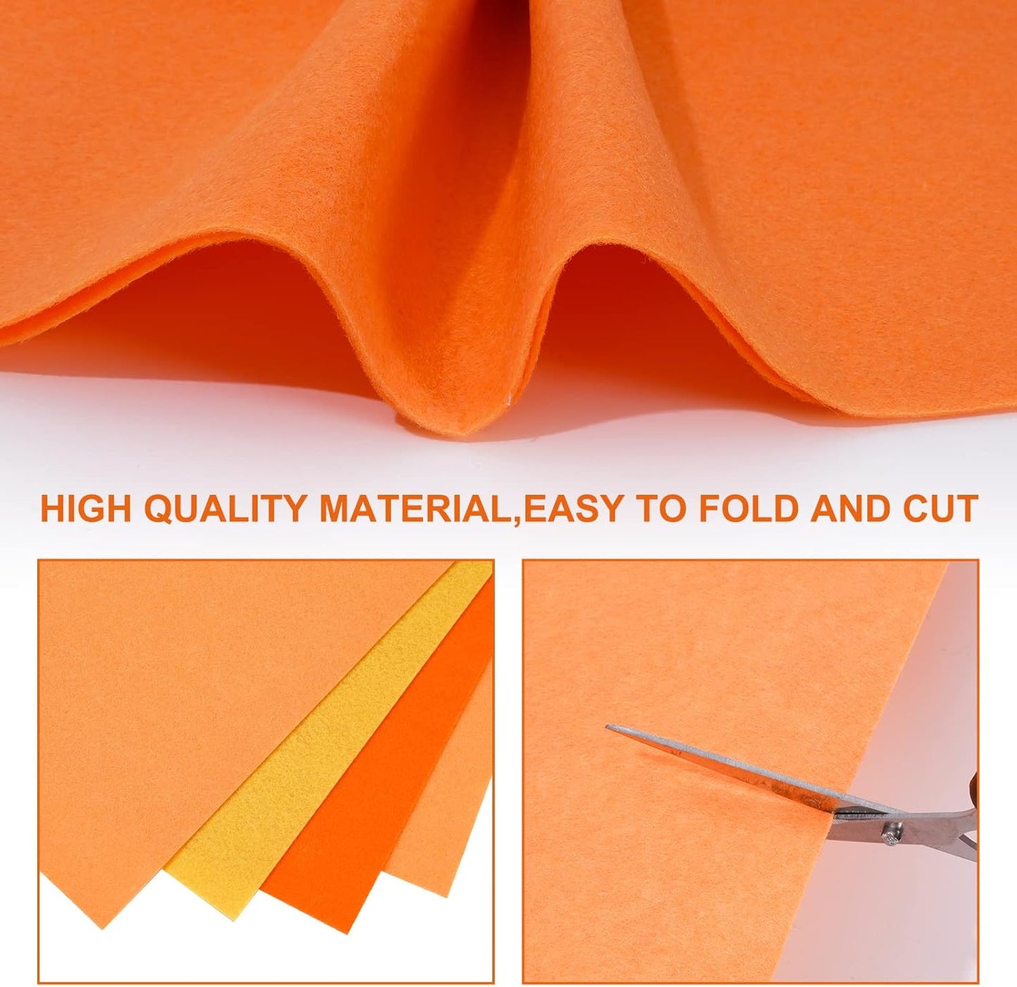 Whaline 18Pcs Fall Felt Fabric Sheets Soft Thick Assorted Autumn Thanksgiving Orange Craft Felt Pack for DIY Craft Sewing Patchwork Art Projects, 3 Colors, 7.9 x 11.8 Inch