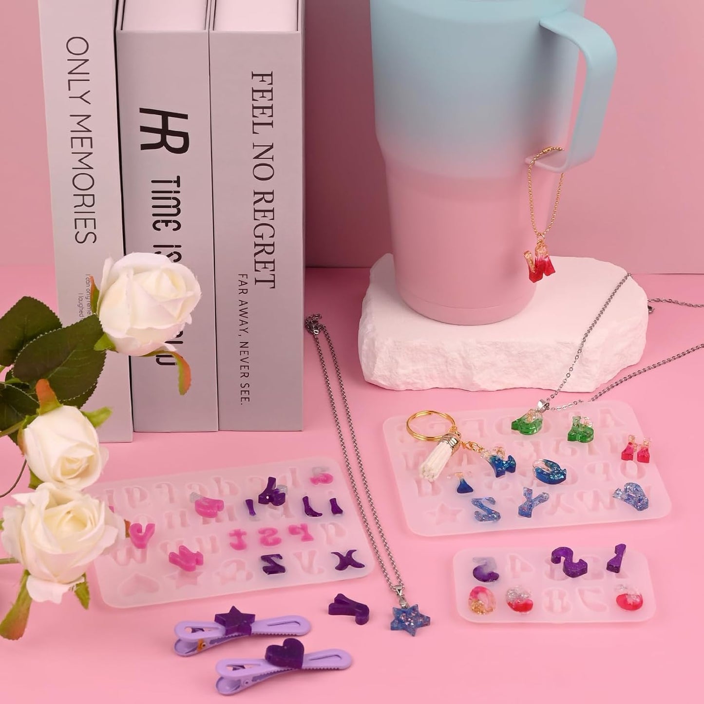 Actvty Mini Alphabet Resin Molds - 3Pcs Letter Molds for Epoxy Casting Small Number Alphabet Silicone Mold for DIY Earring Necklace Pendant Jewelry Resin Crafts Decor