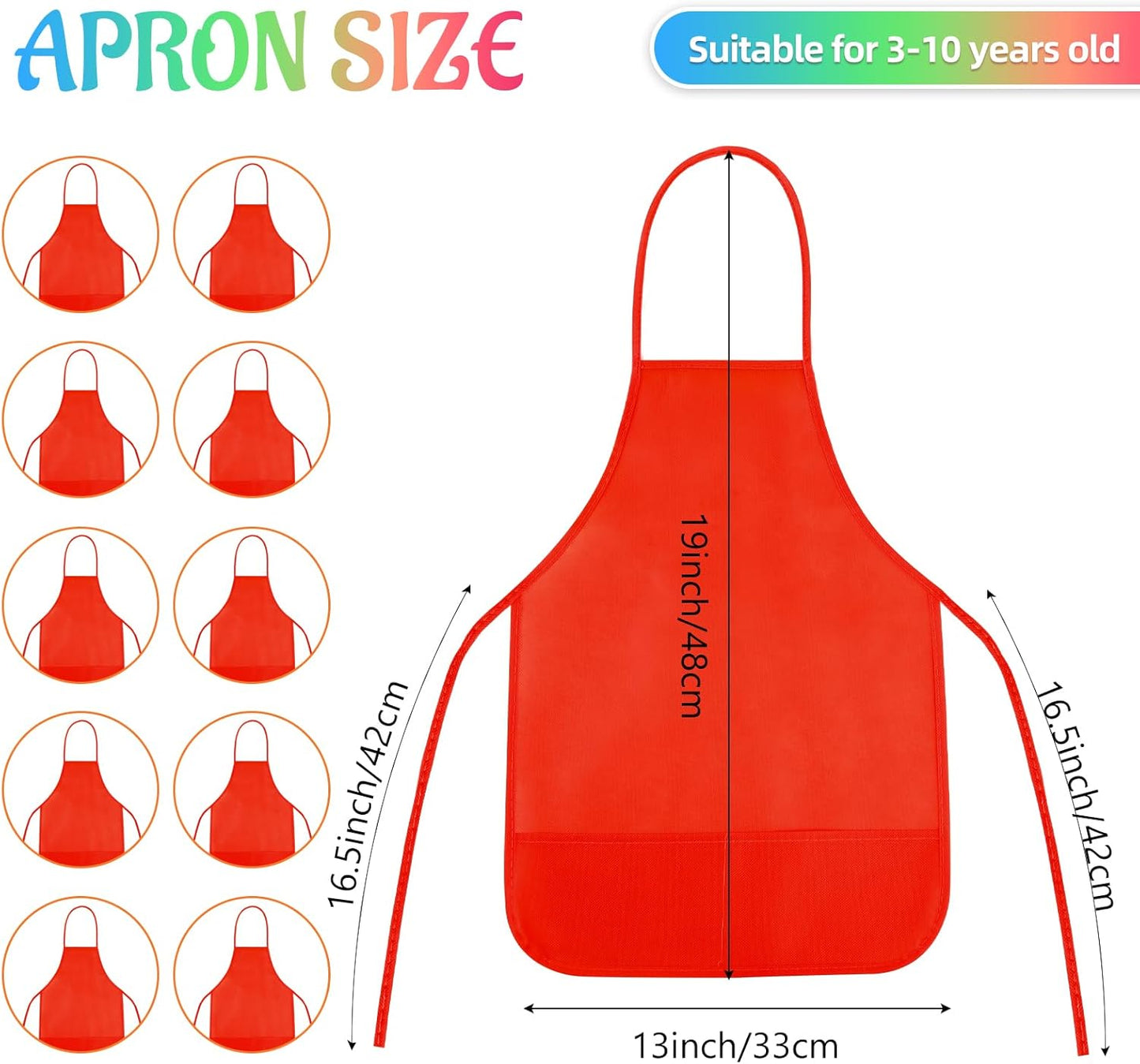 NACHLYNN 10/20/30 Pcs Kids Painting Apron Kid Art Aprons Toddler Paint Apron Smock with 2 Pockets for Cooking Painting Craft