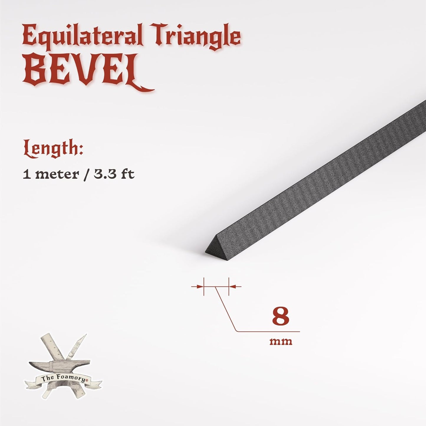 The Foamory's Instant Edge EVA Foam Bevel. Pre Cut Equilateral Triangle 3 Pack 5-30mm x 1M Save Time on Cosplay, Costume Edges and Armor Detail. Black High Density 85kg/m³ EVA Craft Foam Beveled Dowel