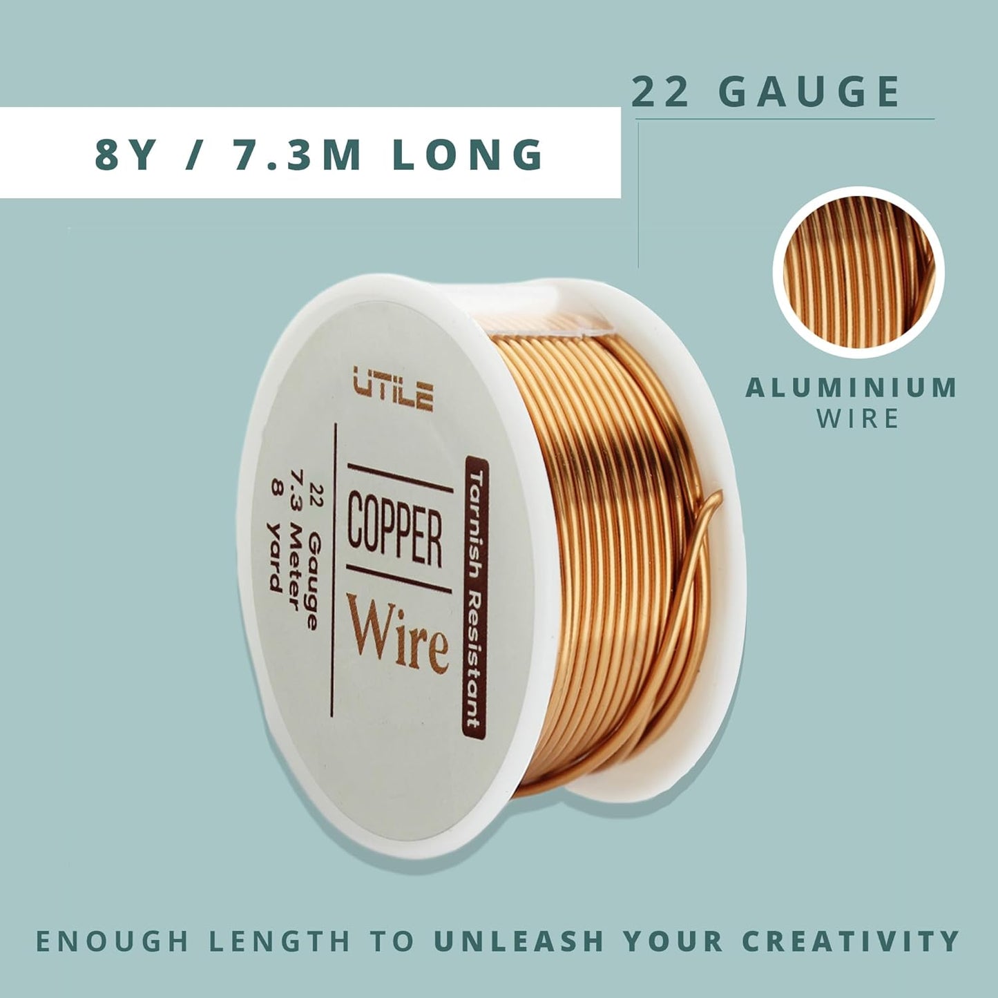 UTILE 18 20 22 24 Gauge 90 ft 99.9% Pure Soft Copper Wire for Electroculture Gardening, Jewelry Making, Crafting Wire Bendable, Plant Wire (Copper 22)