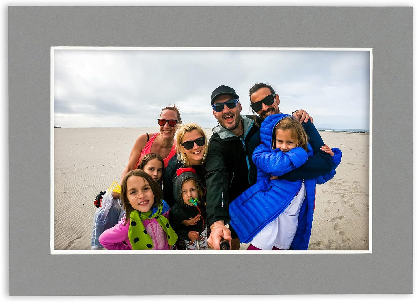 8x10 Mat Bevel Cut for 5x8 Photos - Acid Free Mid Grey Precut Matboard - For Pictures, Photos, Framing - 4-ply Thickness