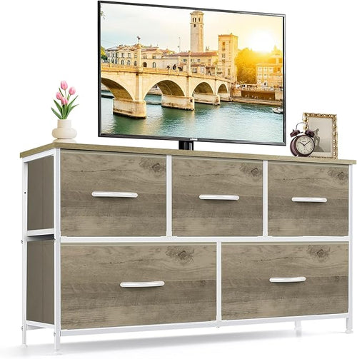 5-Drawer Dresser for Bedroom, Anti-Tip Wide Storage Organizer Fabric Chest of by SageNest