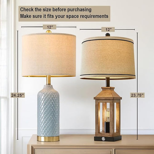 24.25" Modern Ceramic Blue Table Lamps Set of 2 - Image 2