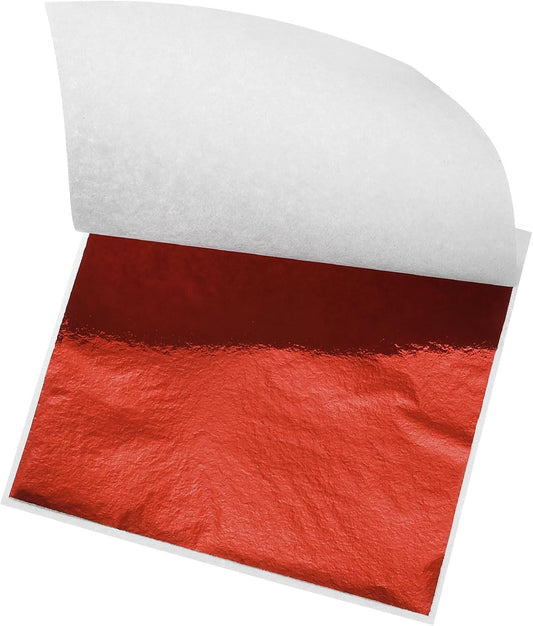 MECCANIXITY Gold Leaf Foil Sheet, Red Leaf Papers, 3.3 Inch x 3.1 Inch for Art Decoration, Sculptures, Painting, Pack of 150 Pcs