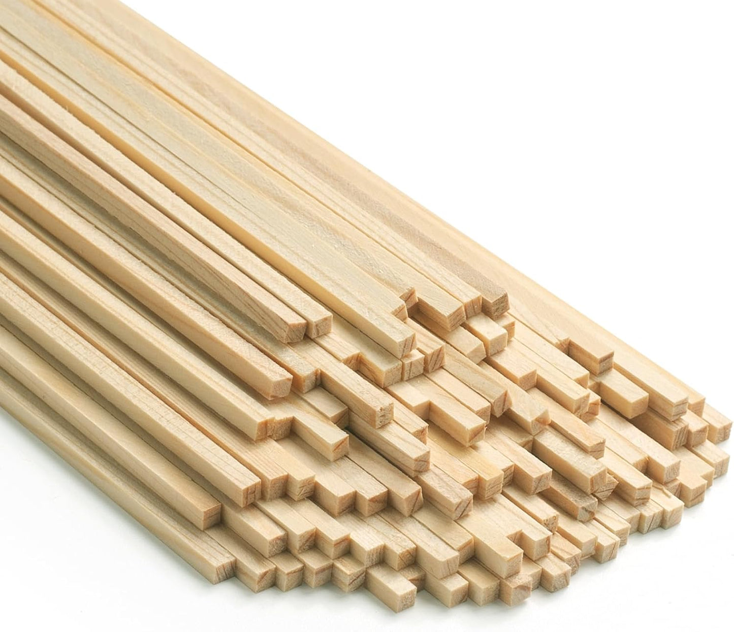Square Wooden Dowel Rods Wood Sticks for Crafts 1/8"x 12", 100 PCS Square Wood Dowels Wooden Sticks for Crafting, Unfinished Pine Hardwood Sticks for Models Making Miniatures Woodworking Dollhouses