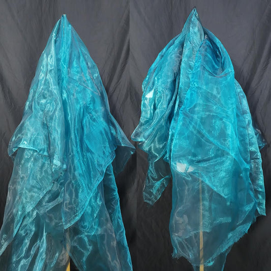 Two-Tone Iridescent Holographic Organza Fabric - 5.5 Yards by The Yard | Lightweight Sheer Tulle | for Wedding Dresses, Party Decor, DIY Crafts, Shiny Backdrops(Midnight Blue)
