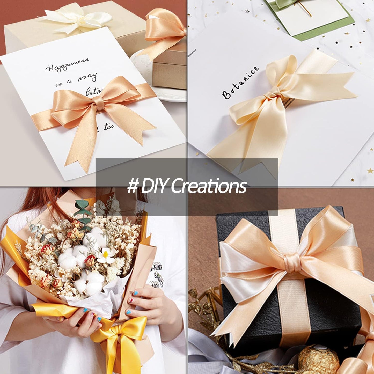 1" Wide x 100 Yards Single Face Polyester Satin Ribbon, Satin Ribbon for Crafts, Gift, Hair Bows, Wedding Party Decoration, Bow Making & Other Projects (Black)