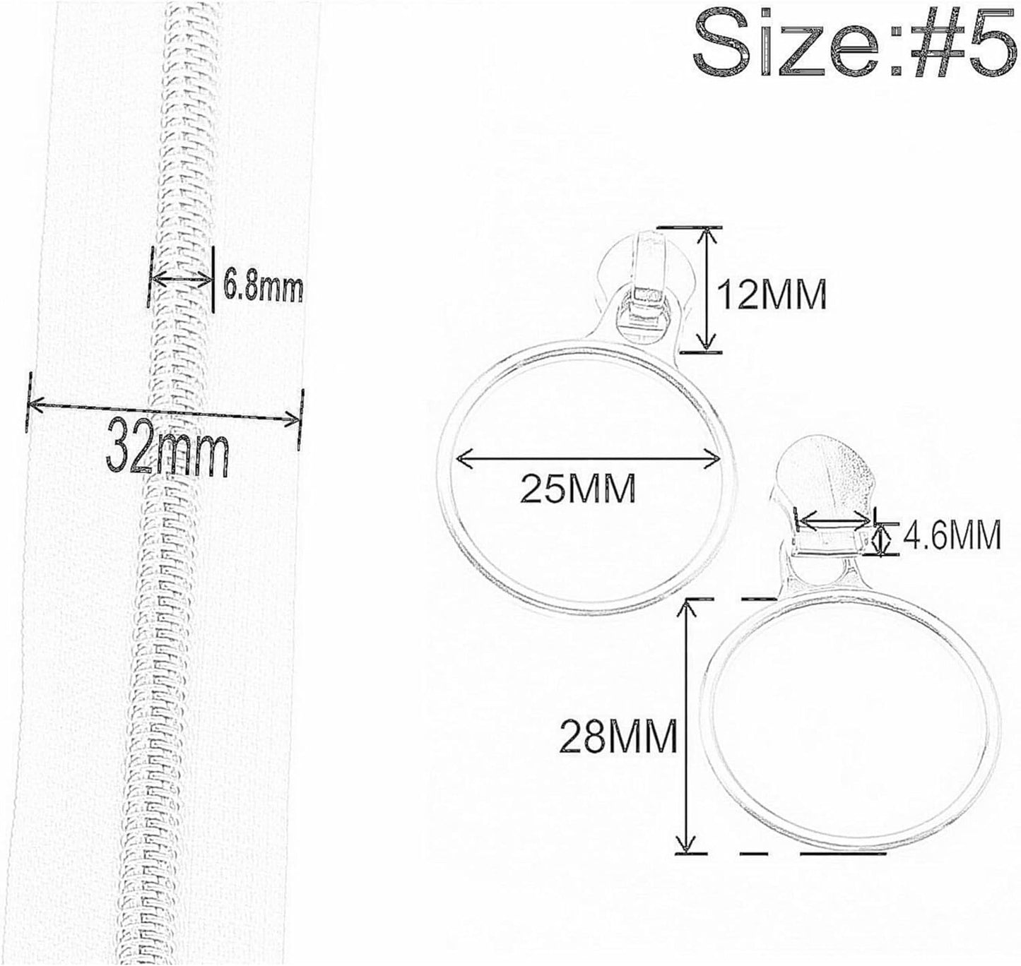 Leekayer #5 Silver Metallic Teeth Nylon Coil Zippers by The Yard Bulk 10 Yards Red Zipper Tape with 25pcs Silver Ring Pull Sliders for DIY Sewing Tailor Craft Bag(Red)