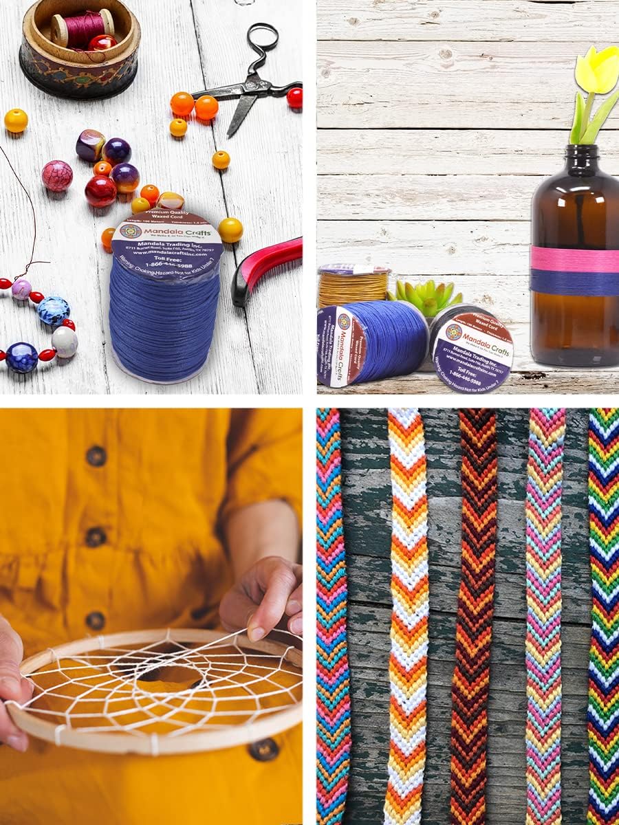 Mandala Crafts 1.5mm 109 Yards Orange Cotton Waxed Cord for Jewelry Making Bracelet Cord Waxed String - Beading String Thread Jewelry Cords for Necklaces String