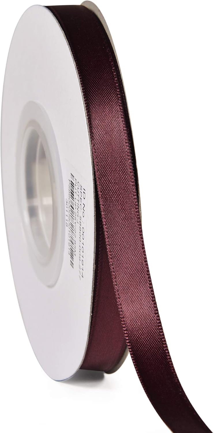 YAMA Burgundy Double Face Satin Ribbon 3/8 Inch 25 Yards Burgundy Fabric Ribbon for Gift Wrapping Ribbons Decorations DIY Crafts Arts