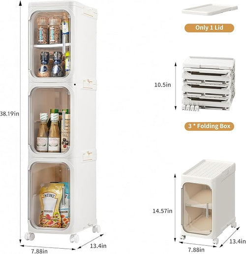 3-Tier Tall Narrow Storage Cabinet, Slim Bathroom Storage Cabinet - Image 2