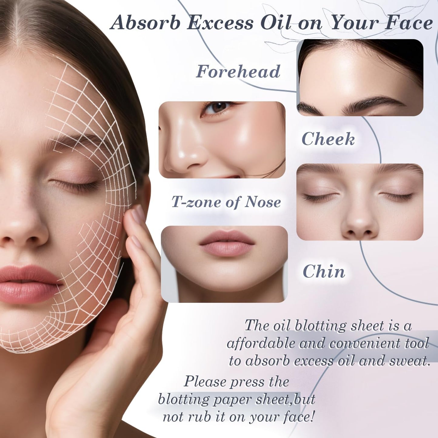 EKIND Oil Blotting Papers Make Up Pads for Face Shine Control Men Women, with Control Smooth Cover Box Portable Oil Absorbing Tissues for Oily Skin(300 Sheets,Black)