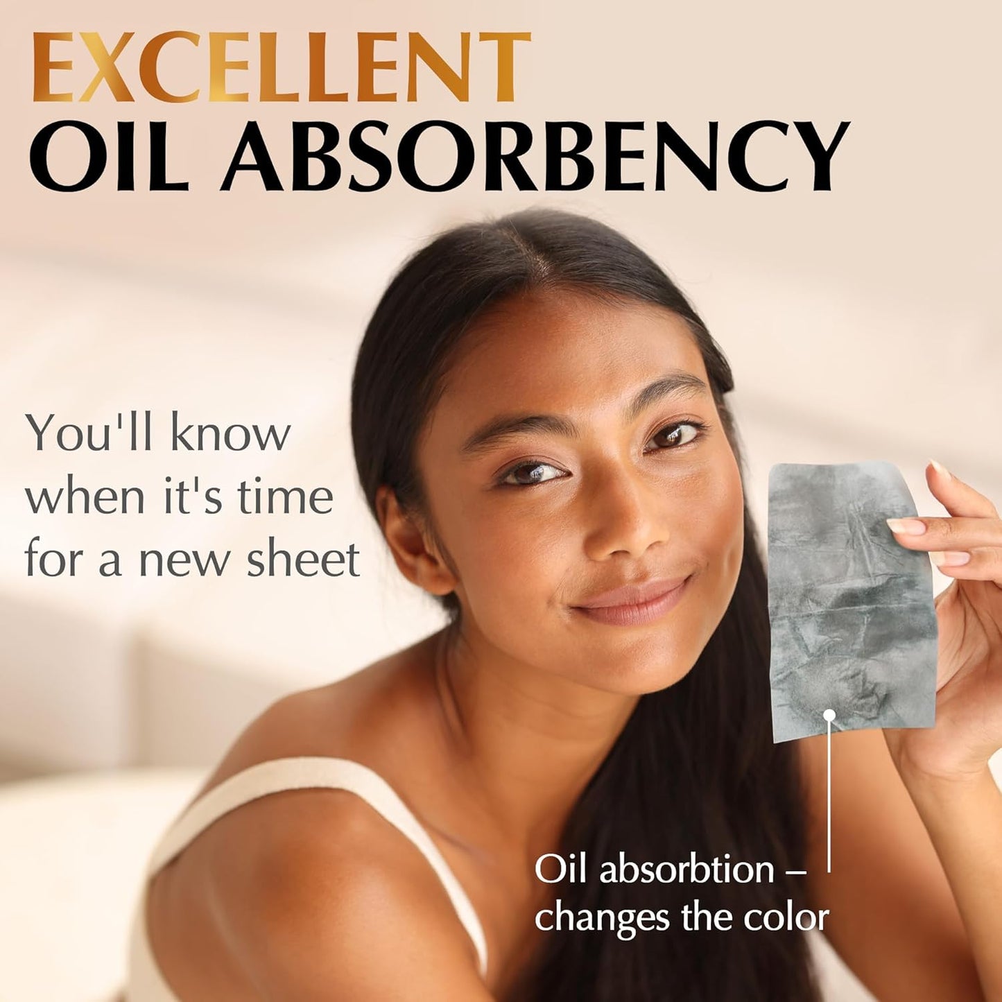 Natural Oil Blotting Sheets for Face with Bamboo Charcoal - 25% Larger - 1pk/100 Makeup Friendly Blotting Papers for Face - Easy Dispensing Oil Absorbing Sheets
