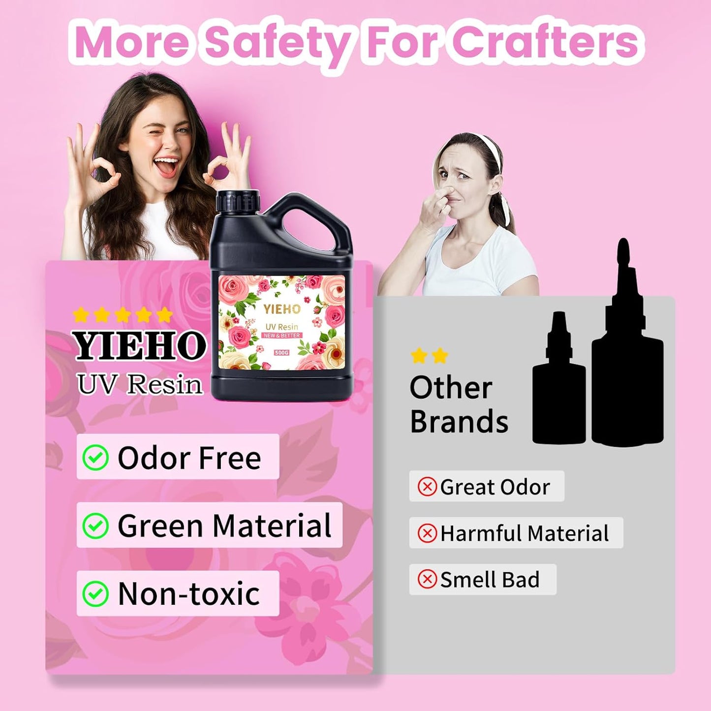 UV Resin 500g -Bulk Upgraded Crystal Clear Hard UV Fast Curing Epoxy Resin Supplies for Craft Jewelry Making