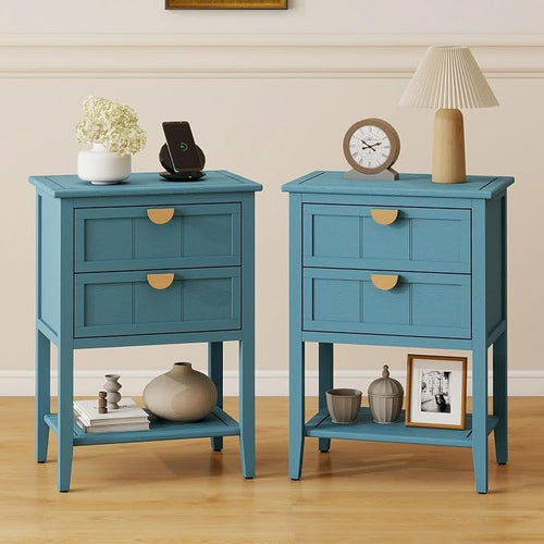 22" Blue Accent Side Cabinets, Modern Wood Sideboard by YHFEXYT