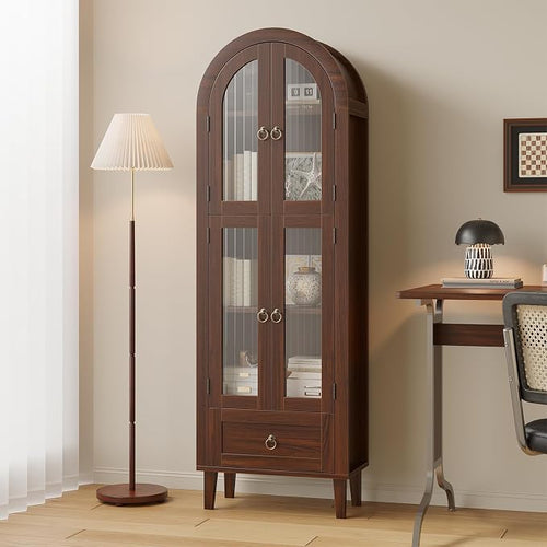71" Tall Arched Cabinet with Acrylic Door, Modern Curio Arched Bookcase with by WelcometoIABIFO