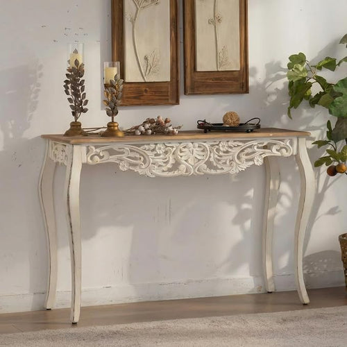 43.31” Vintage Antique Console Table, Weathered Wash Vintage French Country by Lszpseep