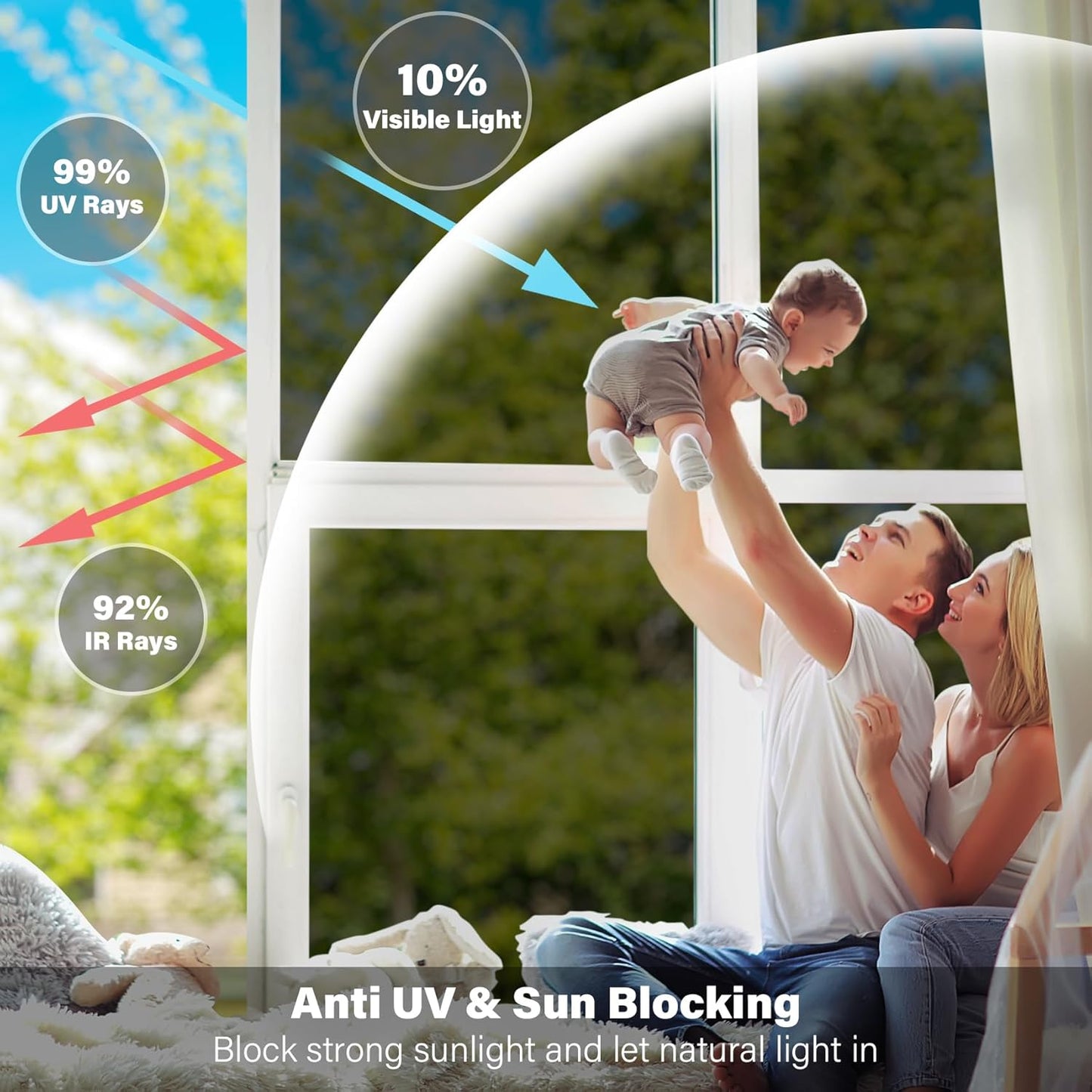 Kromapolis One Way Window Privacy Film Reflective Mirror Home Window Tint, Daytime Privacy Heat Control Anti UV Glass Tinting Static Cling (Black-Silver, 17.5 x 157.4 inch)