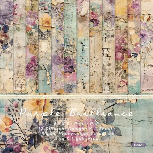 Vintage Floral Scrapbook Paper Pad Flower Patterned Paper 6×6,24 Sheets Single-Sided Scrapbooking CardStock Papers Pad for Holiday Cardmaking DIY Origami Journaling.