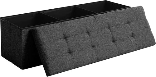 45.3 Inches Storage Ottoman Bench Foldable Seat Footrest Shoe Bench End of Bed by CUYOCA-MakeYouFeelComfort