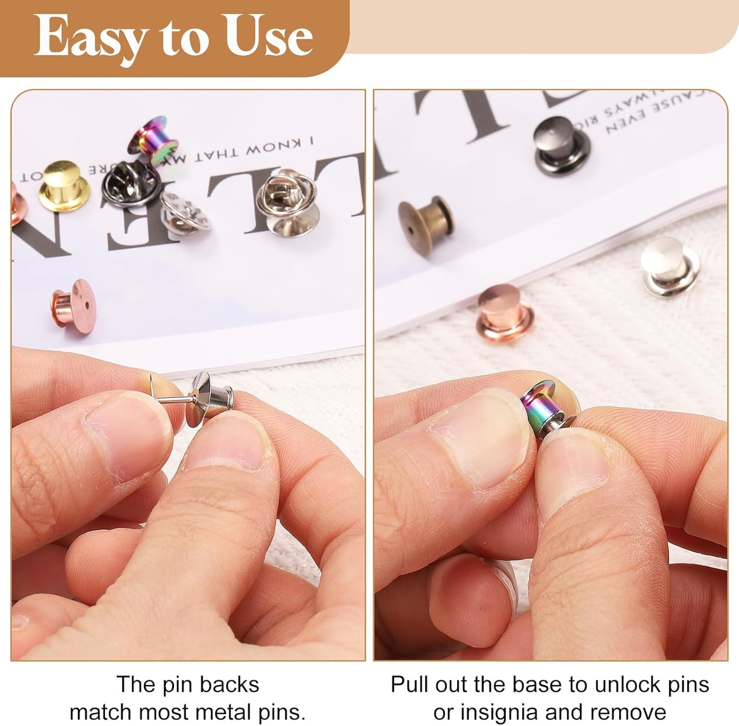 uxcell 30Pcs Metal Locking Pin Backs, Pin Keepers Locking Clasp Flat Head Clamp Needle Back Lock for DIY Brooch Crafts Badges Enamel Lapel, Gold