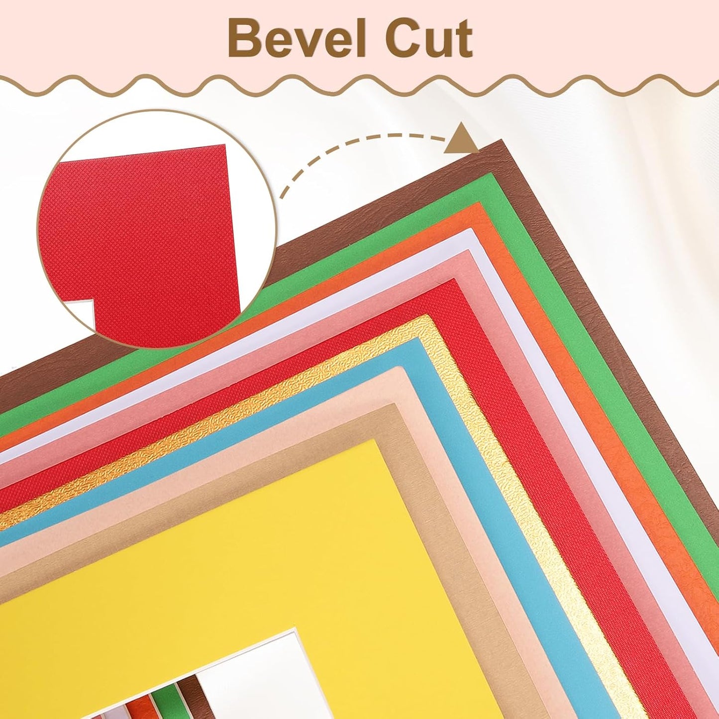 uxcell Picture Mats, 8 x 10 Mat Board Center for 5 x 7 Pictures Acid Free White Core Bevel Cut Frame Mattes with Backing for Display Art Measuring, Kraft Paper Color
