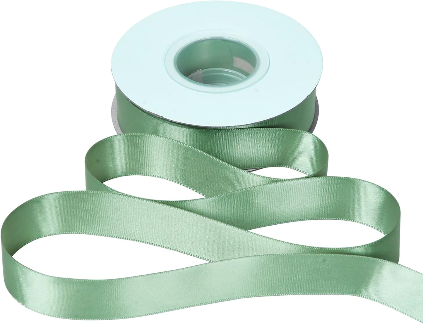 YAMA Sage Green Double Faced Satin Ribbon 1 Inch 25 Yards, Sage Green Ribbon for Crafts Bows Flower Bouquet Wedding Home Decor Gift Wrapping