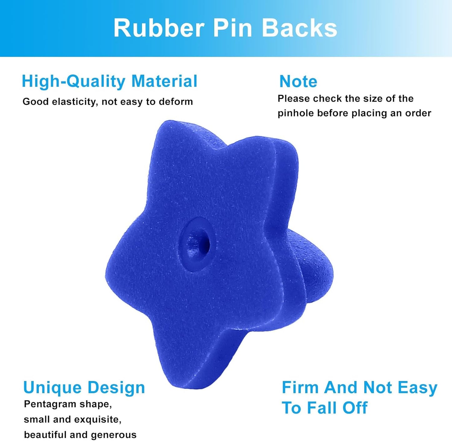100 Pack Star Shape Rubber Pin Backs, Lapel Pin Backing Locking Pin Keepers, Brooch Holder for Uniform Badge Hat Tie（Dark Blue）